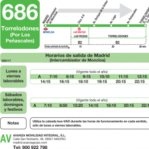 Horario de ida Línea 686 Autobuses Interurbanos