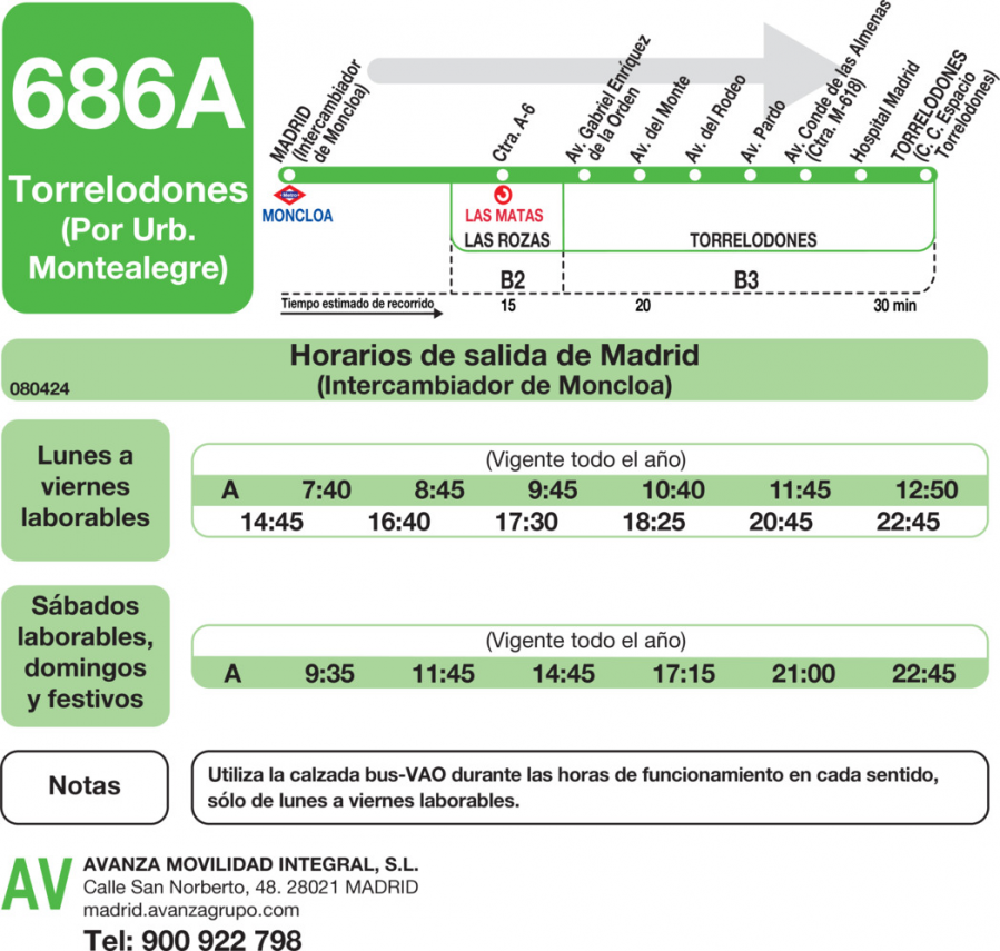 Horario de ida