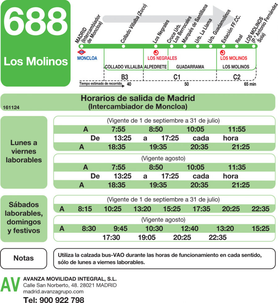 Horario de ida