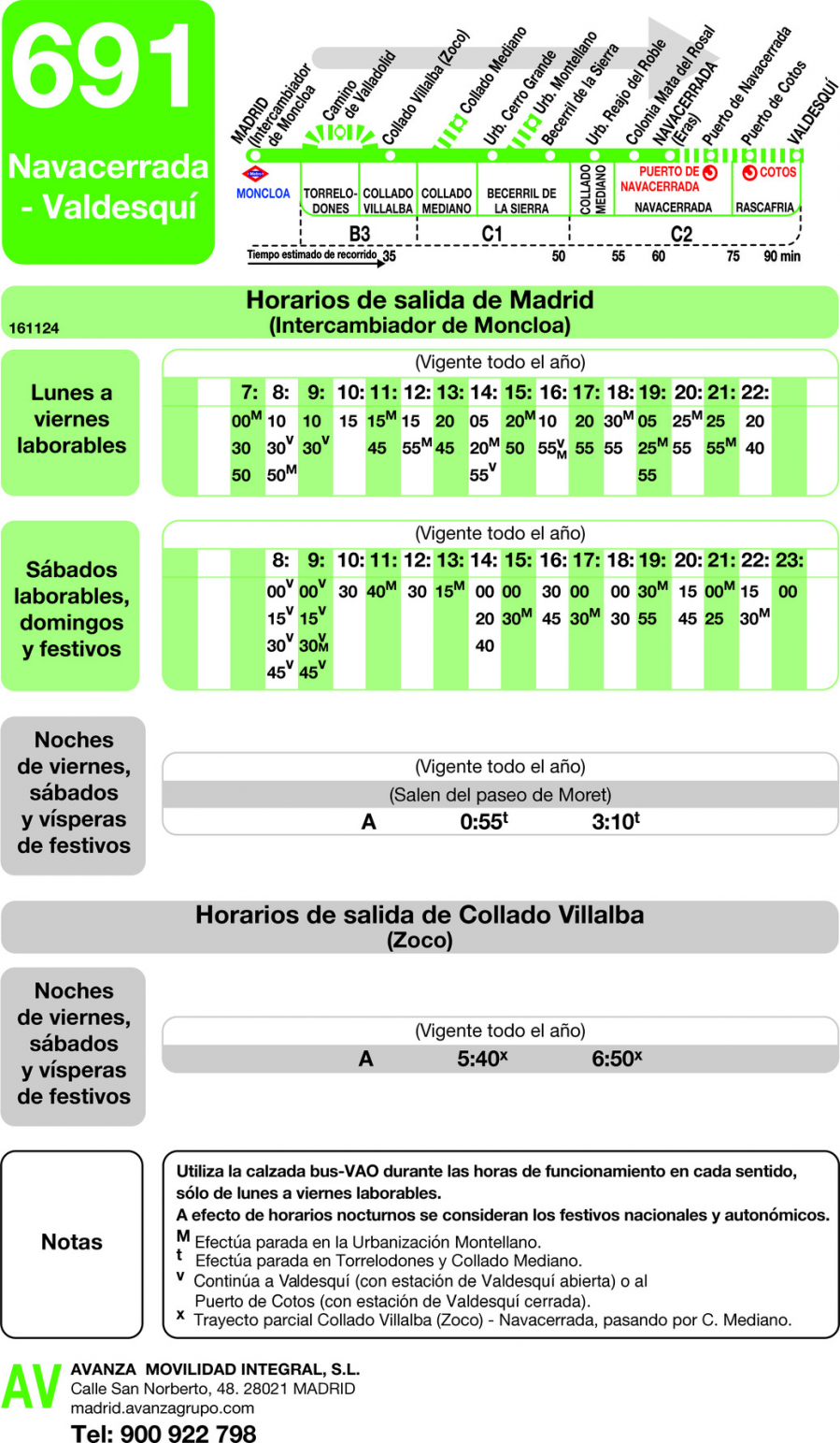 Horario de ida