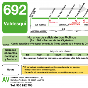 Horario de ida Línea 692 Autobuses Interurbanos