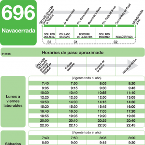 Horario de ida Línea 696 Autobuses Interurbanos