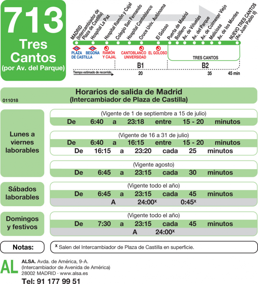 Horario de ida