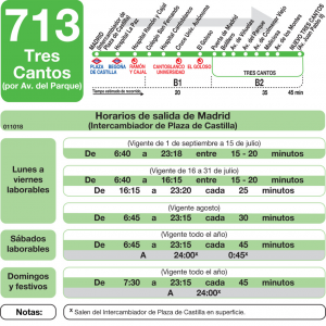 Horario de ida Línea 713 Autobuses Interurbanos