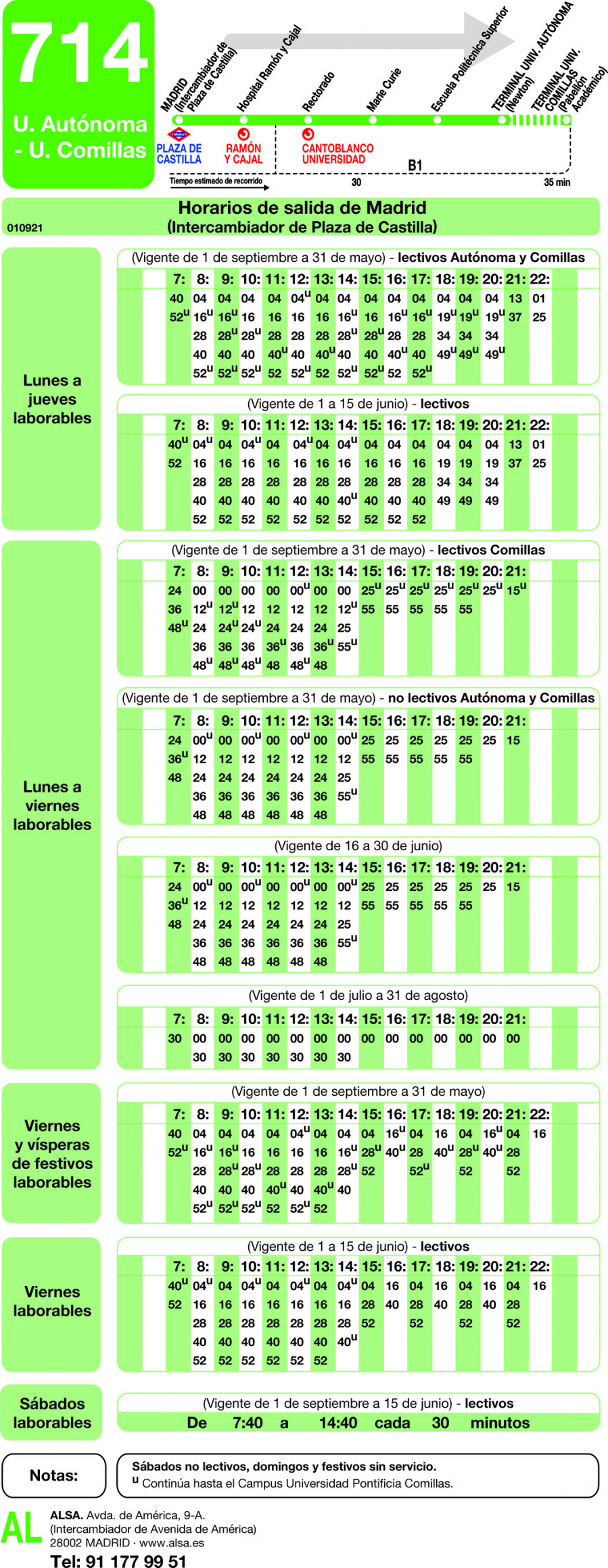 Horario de ida