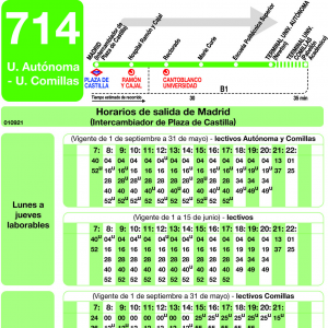 Horario de ida Línea 714 Autobuses Interurbanos
