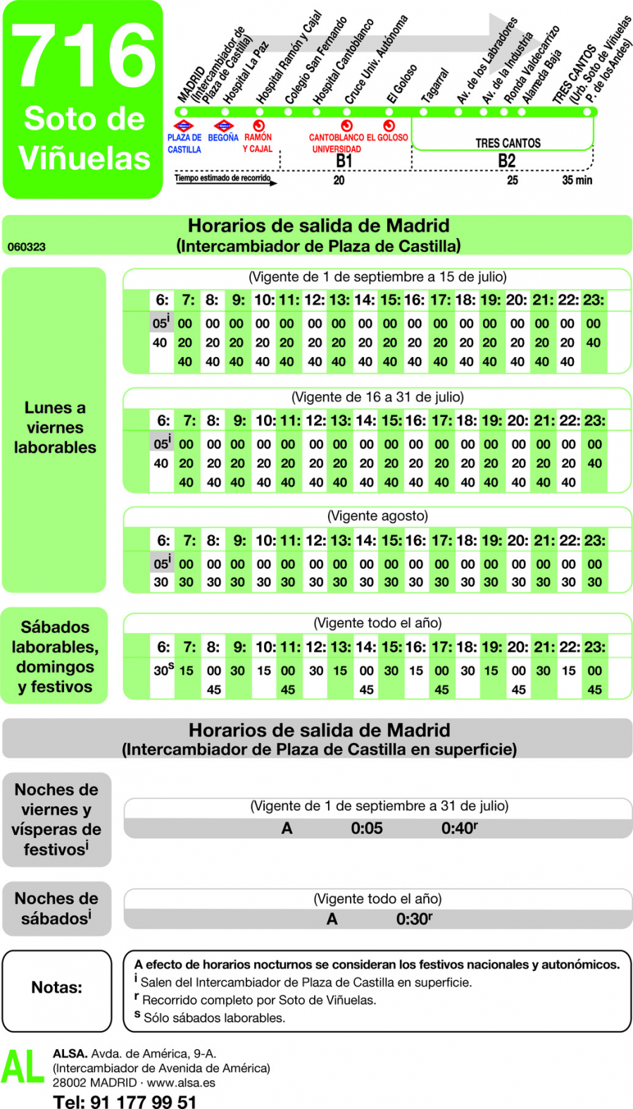 Horario de ida