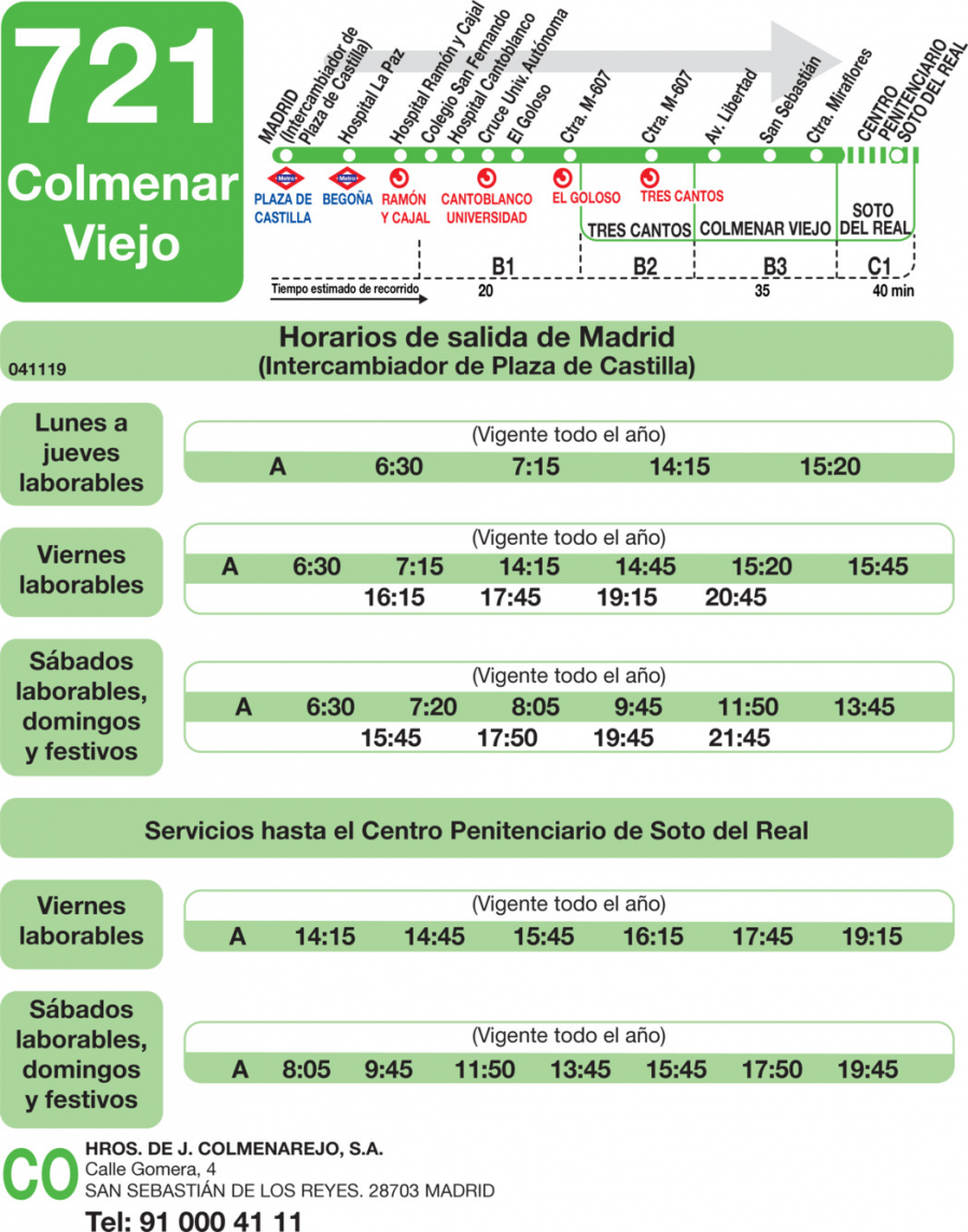 Horario de ida