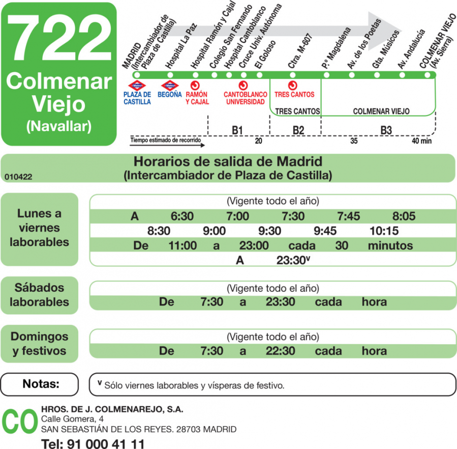 Horario de ida