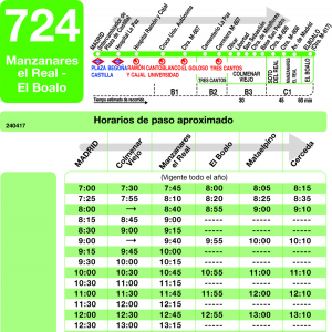 Horario de ida Línea 724 Autobuses Interurbanos