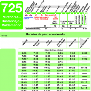 Horario de ida Línea 725 Autobuses Interurbanos