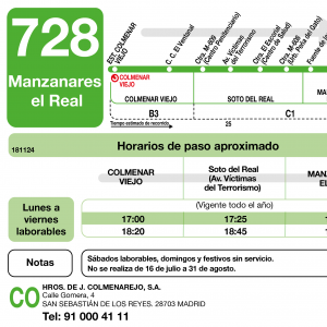 Horario de ida Línea 728 Autobuses Interurbanos