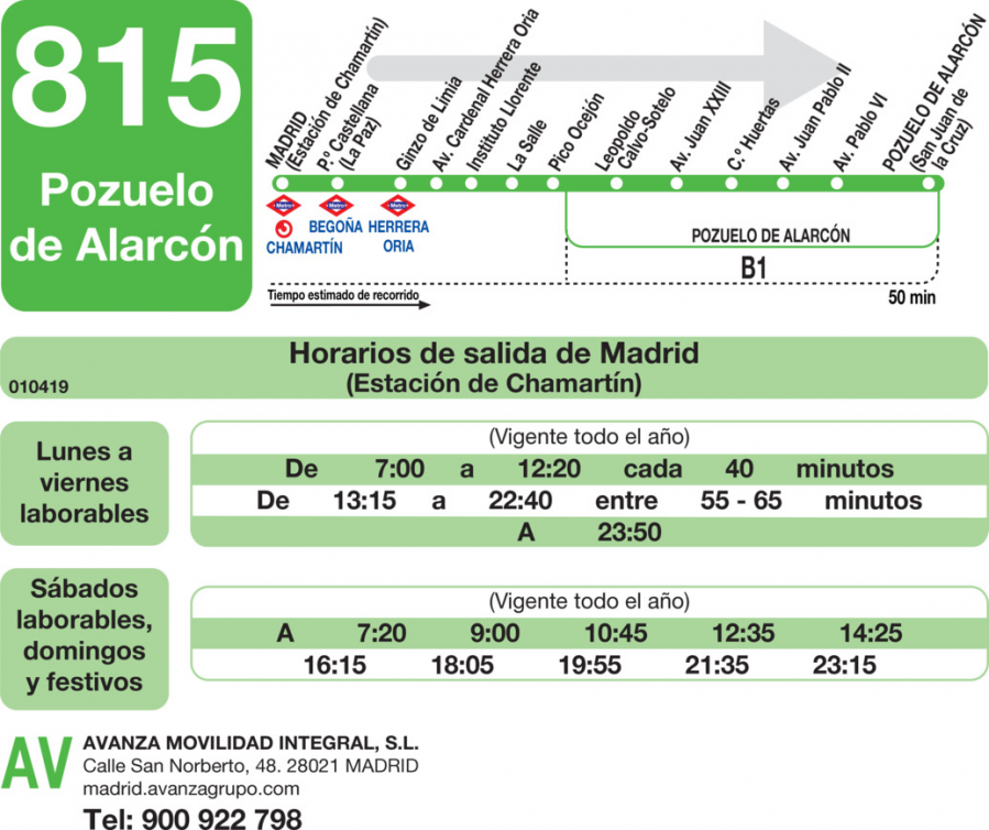 Horario de ida