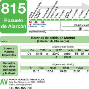 Horario de ida Línea 815 Autobuses Interurbanos