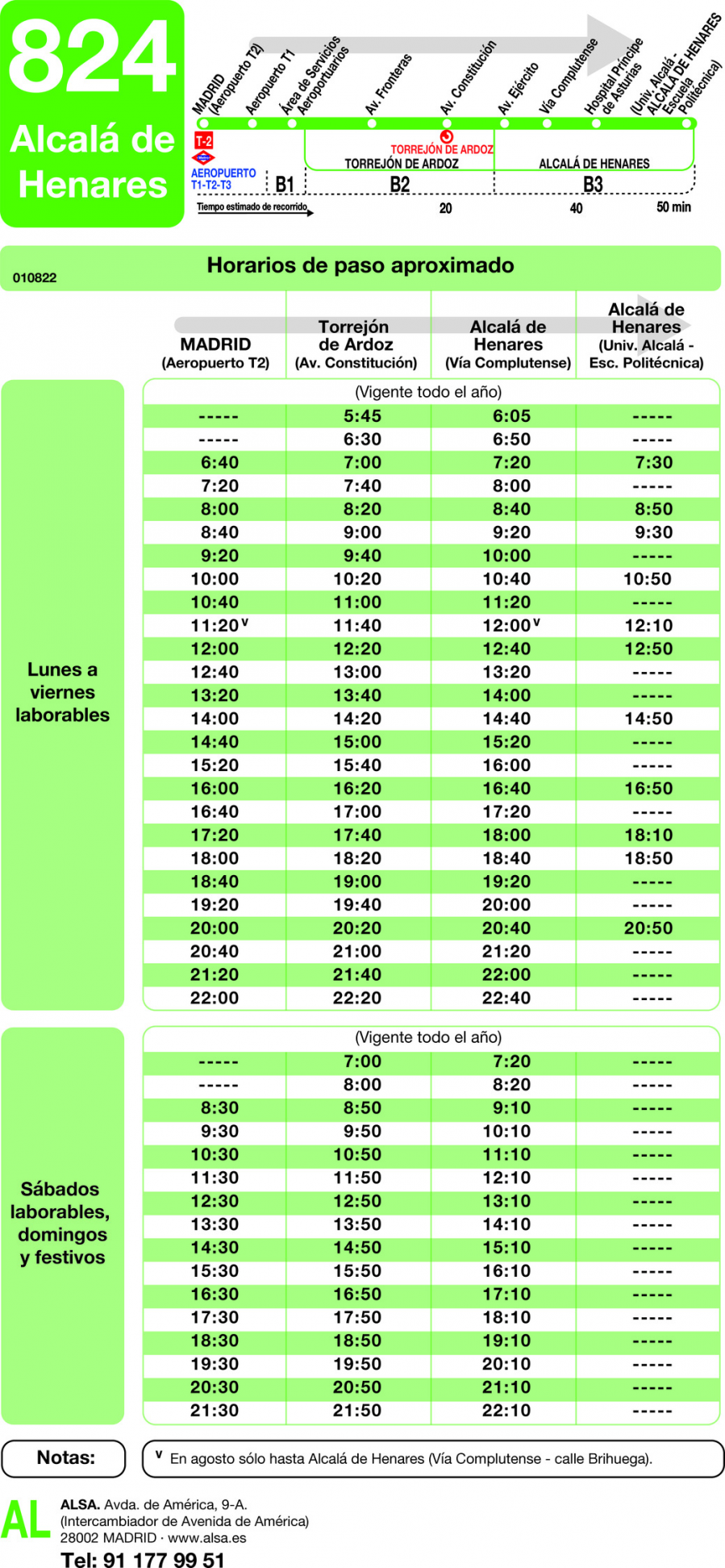 Horario de ida