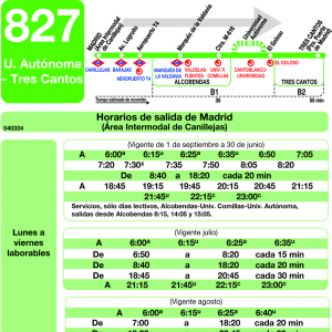 Horario de ida Línea 827 Autobuses Interurbanos