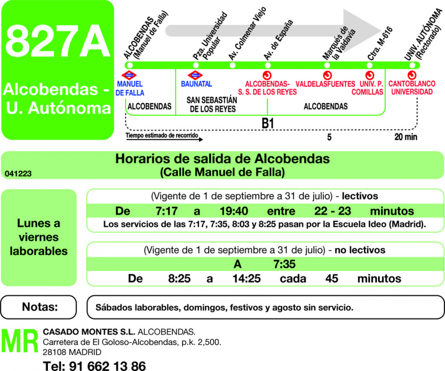 Horario de ida