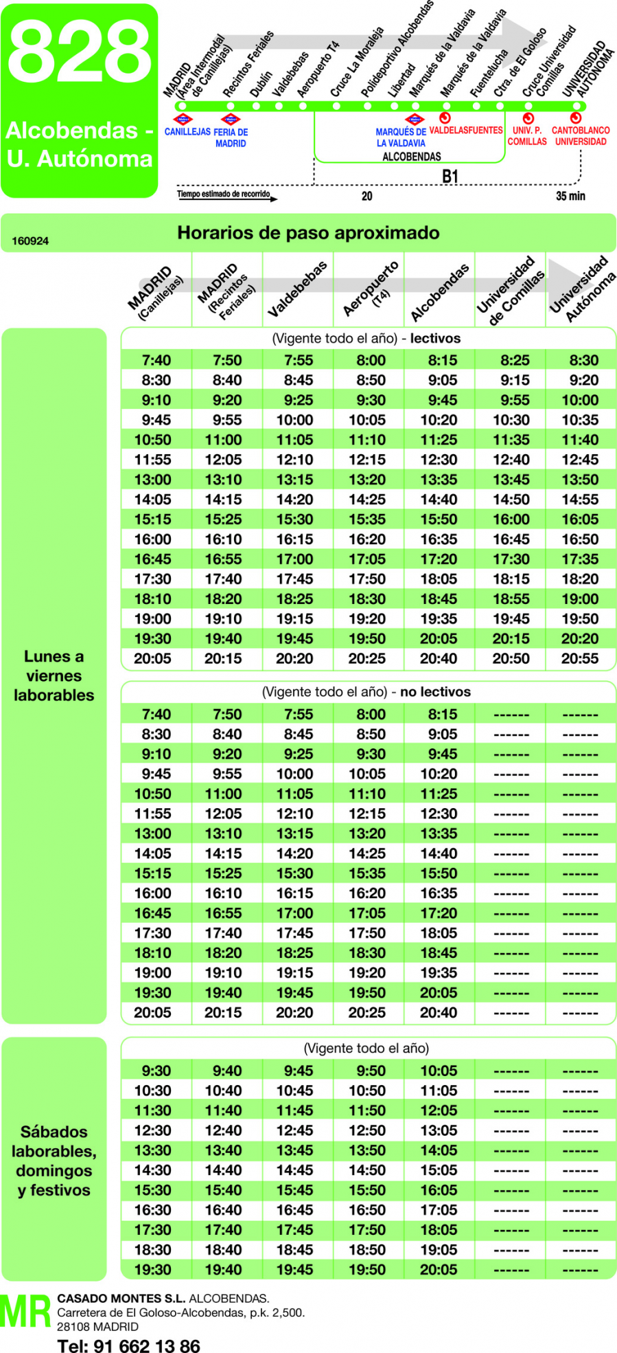 Horario de ida