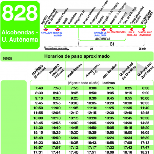 Horario de ida Línea 828 Autobuses Interurbanos