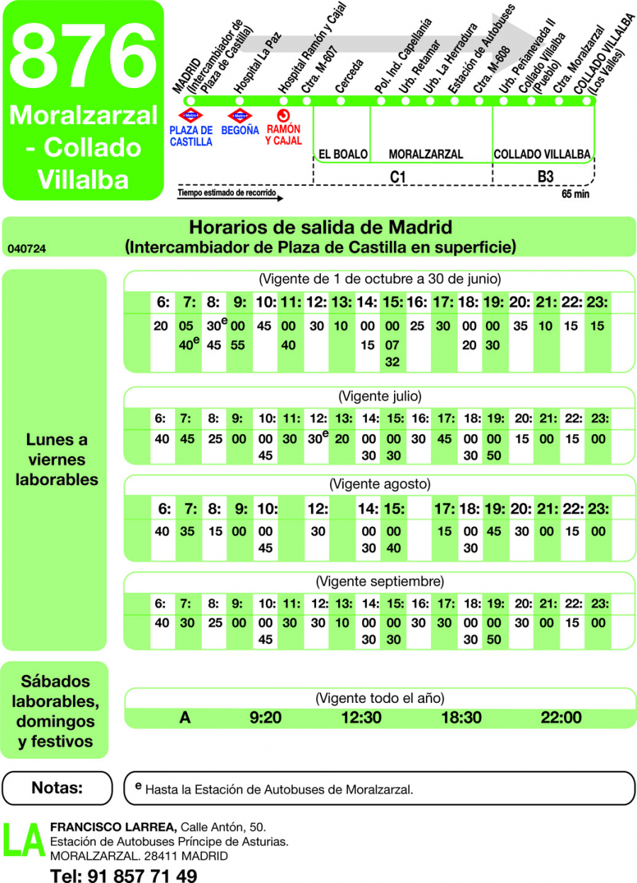 Horario de ida