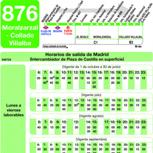 Horario de ida Línea 876 Autobuses Interurbanos