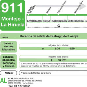 Horario de ida Línea 911 Autobuses Interurbanos