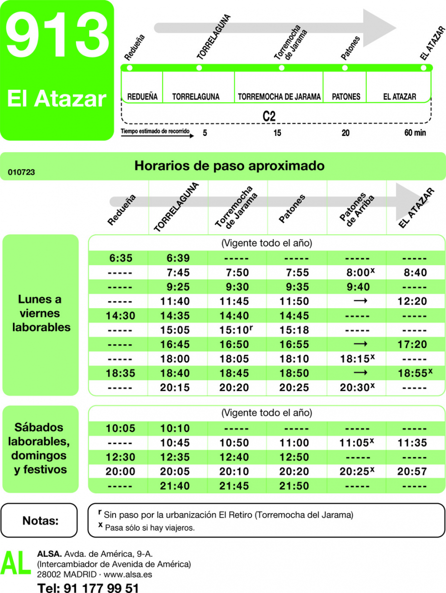 Horario de ida