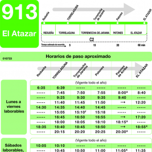 Horario de ida Línea 913 Autobuses Interurbanos