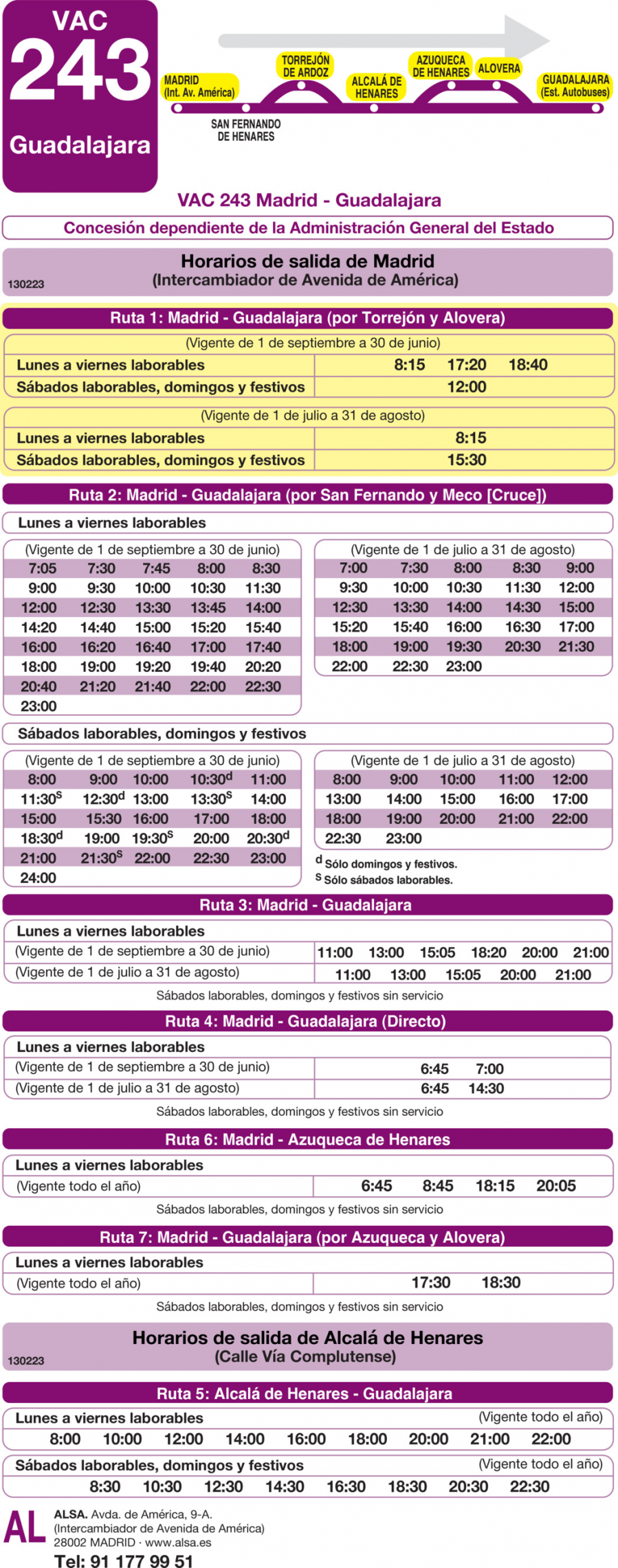 Horario de ida