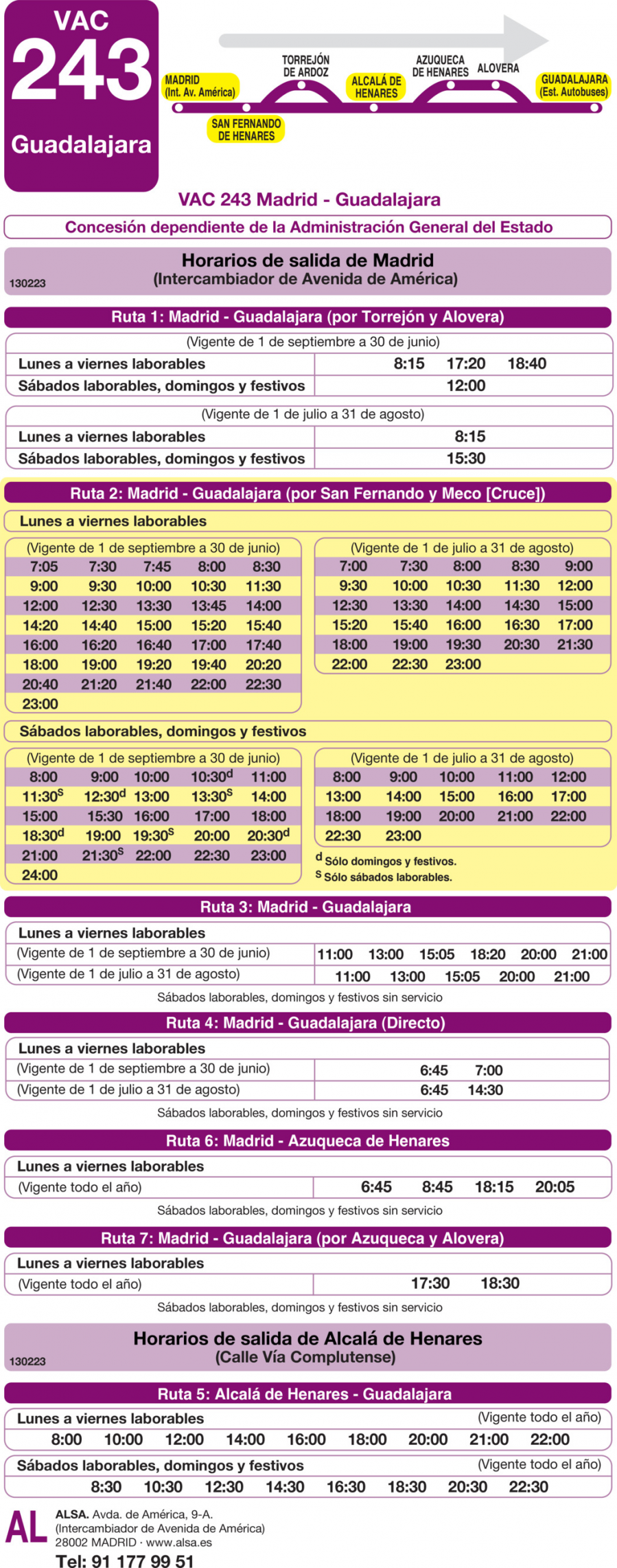 Horario de ida