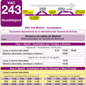 Horario de ida Línea VAC-243 Ruta 2 Autobuses Interurbanos