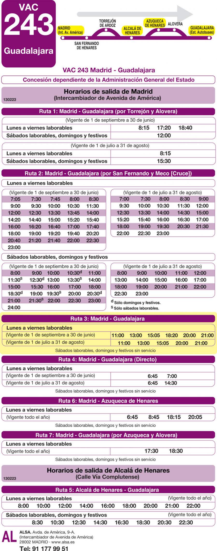 Horario de ida