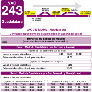 Horario de ida Línea VAC-243 Ruta 3 Autobuses Interurbanos