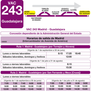 Horario de ida Línea VAC-243 Ruta 4 Autobuses Interurbanos