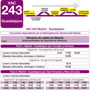 Horario de ida Línea VAC-243 Ruta 5 Autobuses Interurbanos