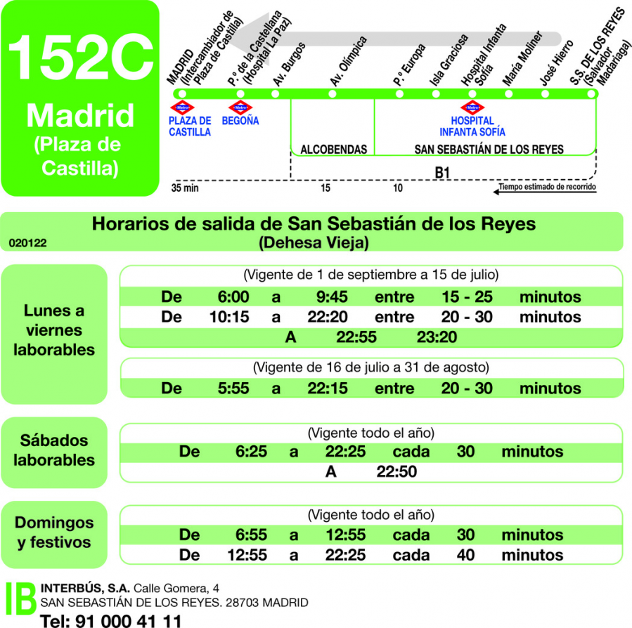 Horario de vuelta