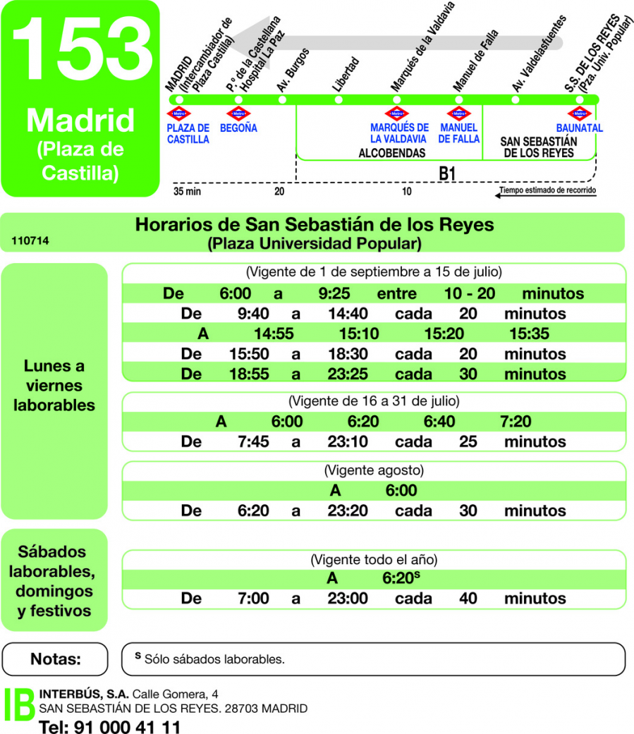 Horario de vuelta