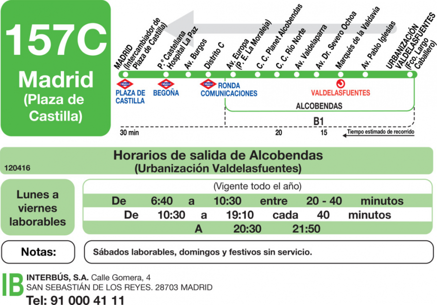 Horario de vuelta