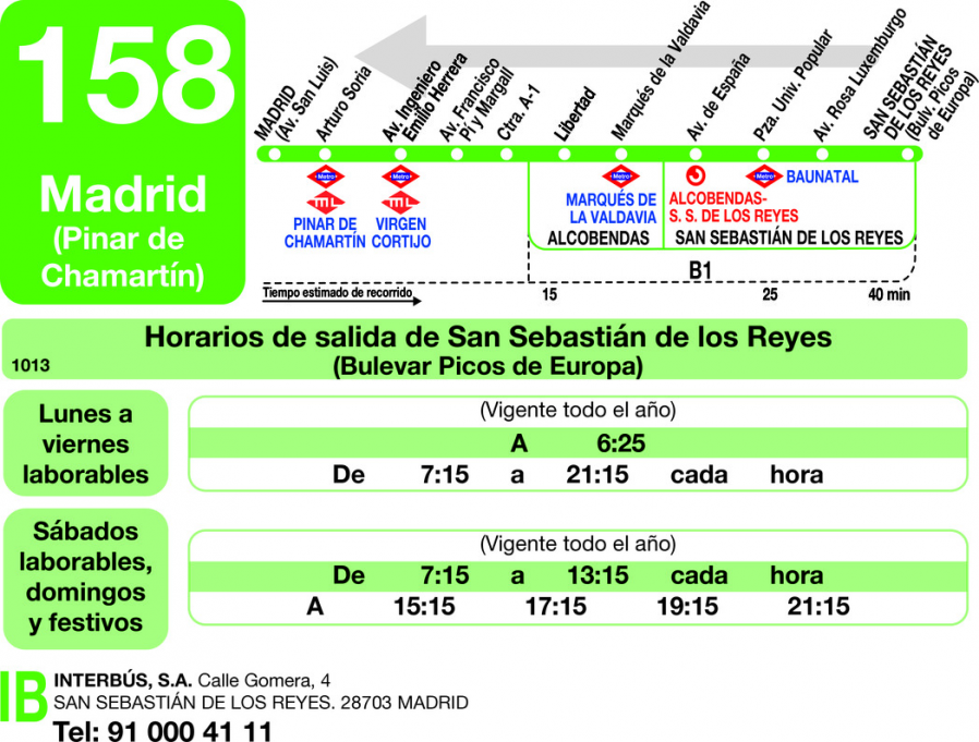 Horario de vuelta