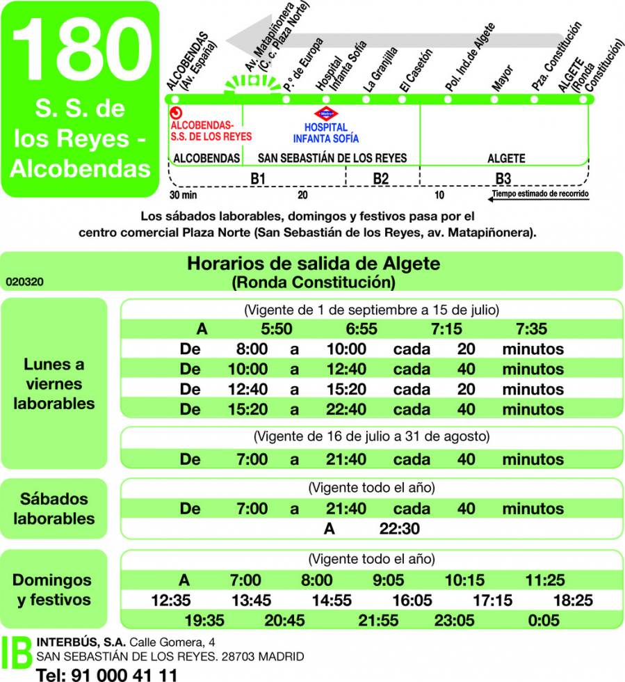 Horario de vuelta