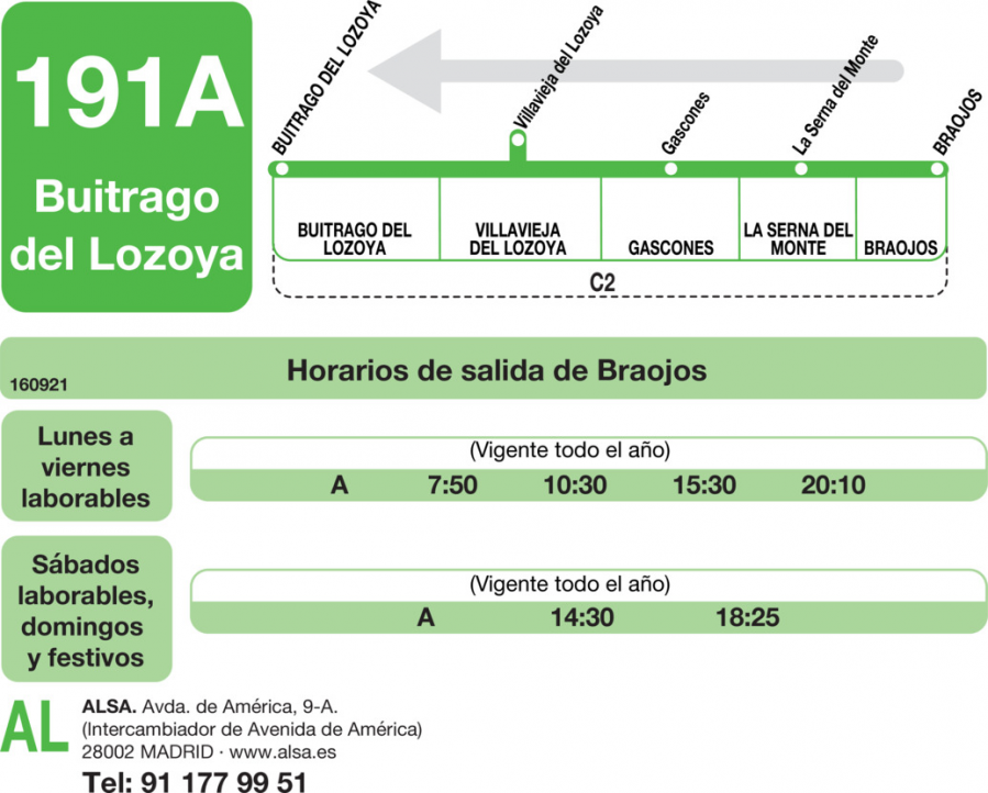 Horario de vuelta