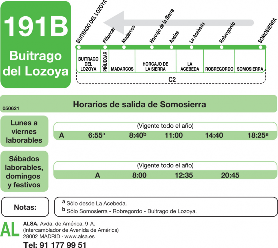 Horario de vuelta