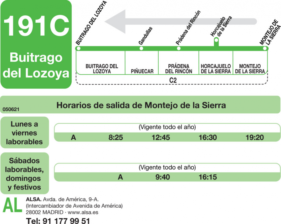 Horario de vuelta