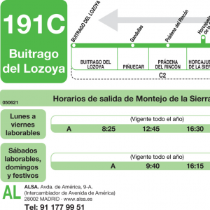 Horario de vuelta Línea 191-C Autobuses Interurbanos