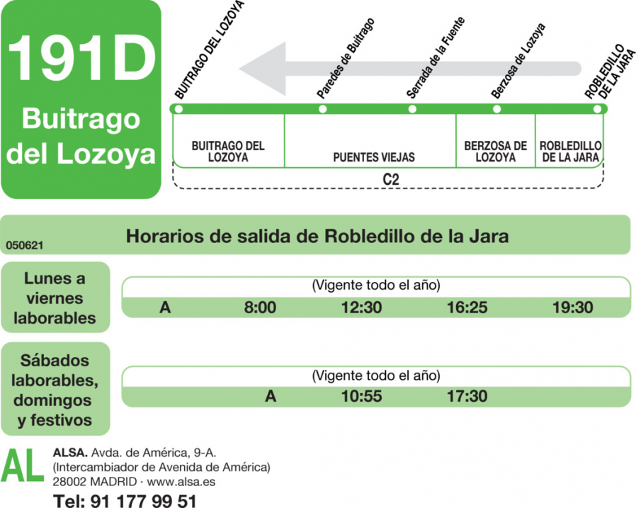 Horario de vuelta