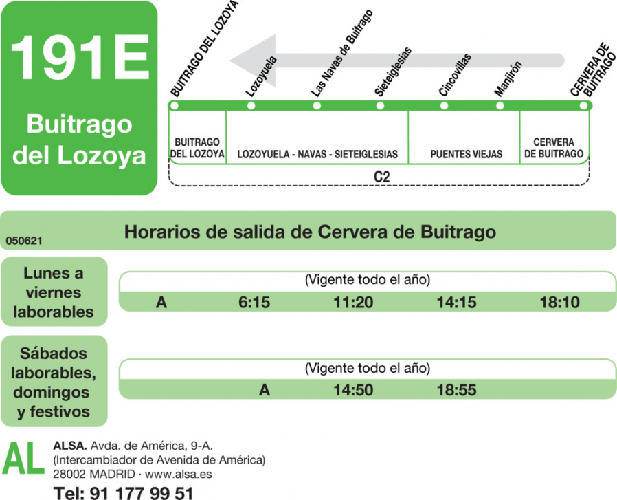 Horario de vuelta