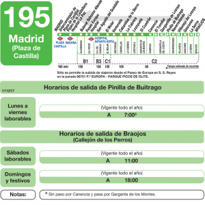 Horario de vuelta Línea 195 Autobuses Interurbanos