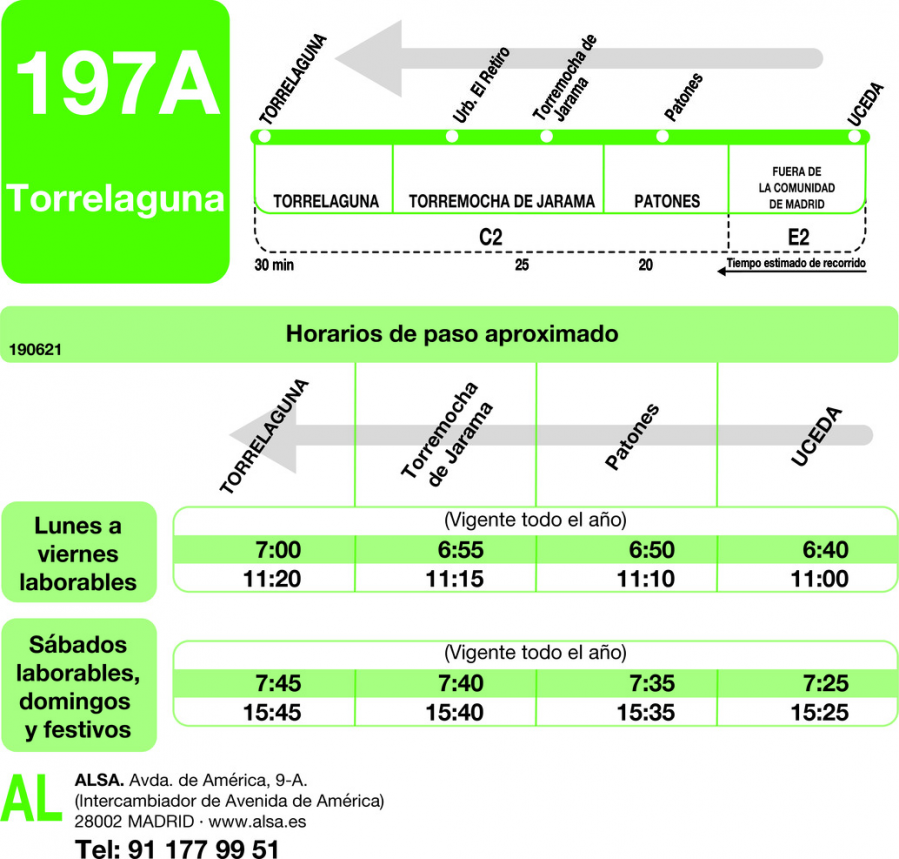 Horario de vuelta