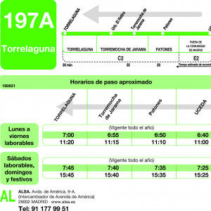 Horario de vuelta Línea 197-A Autobuses Interurbanos