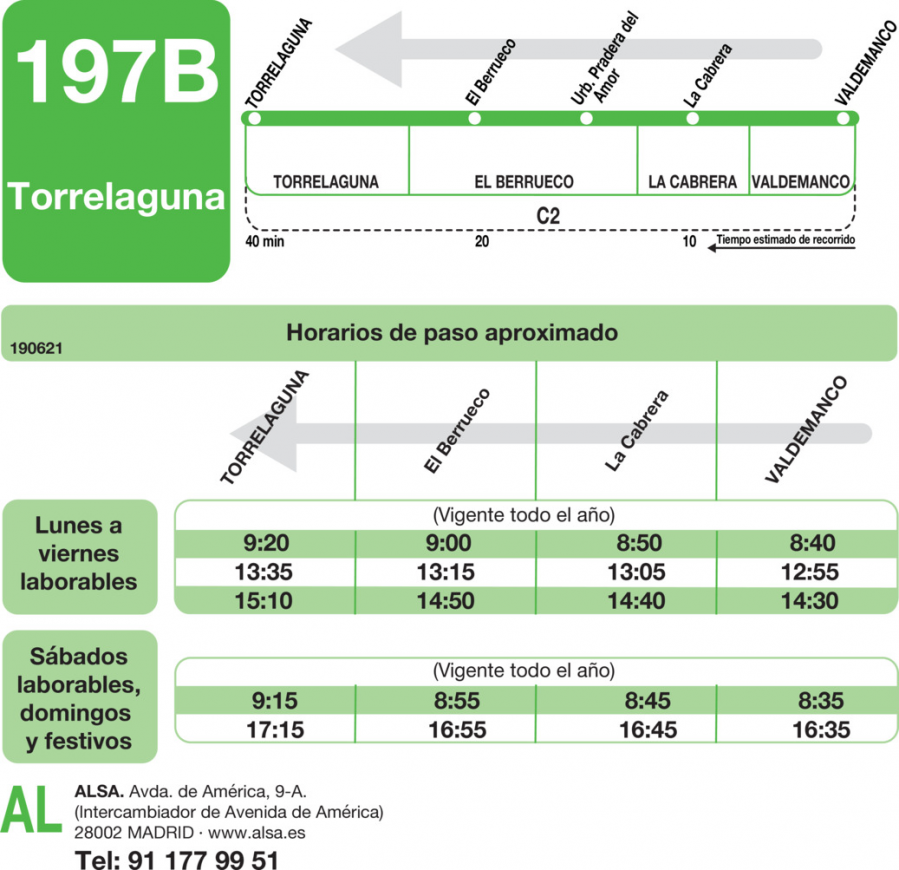 Horario de vuelta